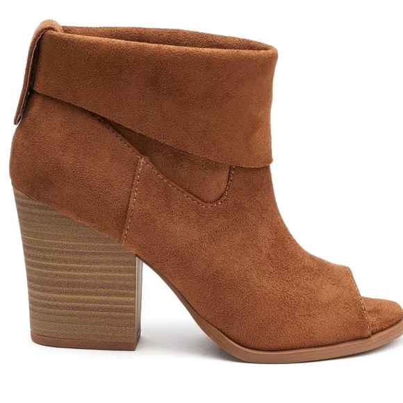 So Nochill Women’s Peep Toe Ankle Boots Size 9 Cognac Brown - Picture 2 of 10